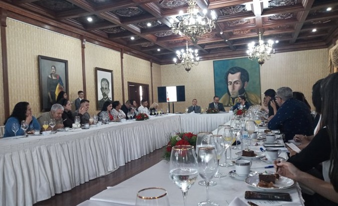 FM Yvan Gil (C) at the Casa Amarilla, Caracas, Venezuela, Dec. 11, 2023.