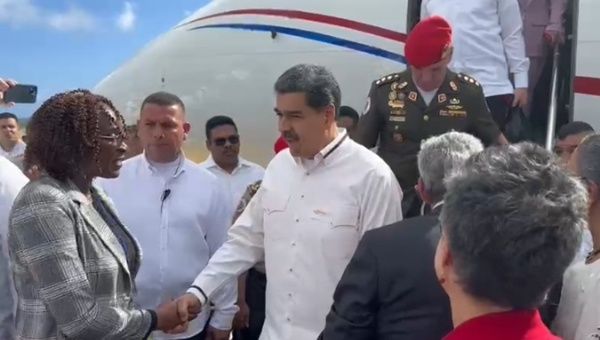 Venezuelan President Nicolas Maduro (C) in St. Vincent, Dec. 14, 2023.