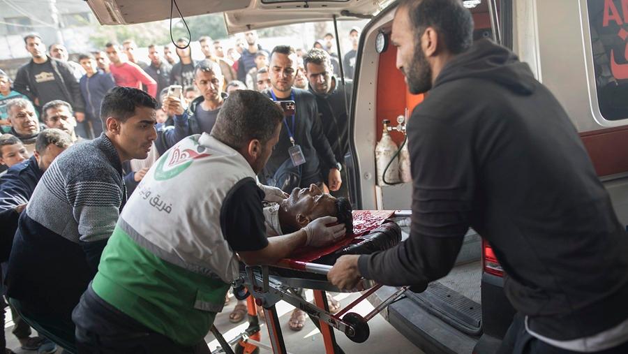 Wounded by the Israeli attacks in Khan Younis