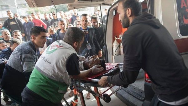 Wounded by the Israeli attacks in Khan Younis