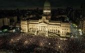 People protest outside Congress, Buenos Aires, Argentina, Dec. 20, 2023.