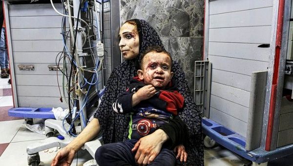 Palestinians affected by Israeli bombings, Dec. 2023.