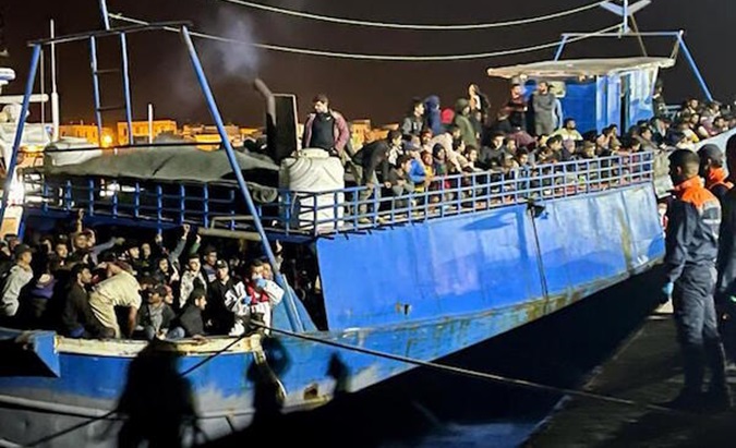 Migrants landing on Lampedusa, Italy, Dec. 27, 2023.