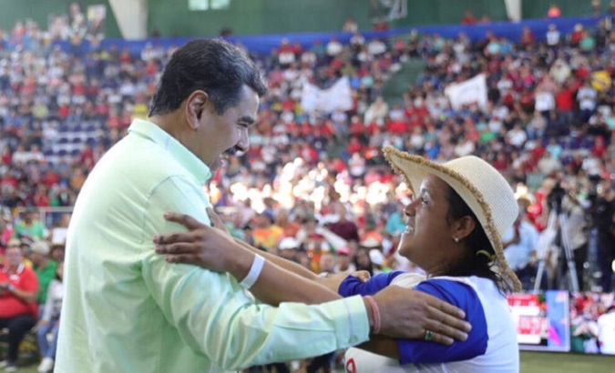 Venezuelan President Nicolas Maduro (L) at an event with farmers, Jan. 4, 2024.