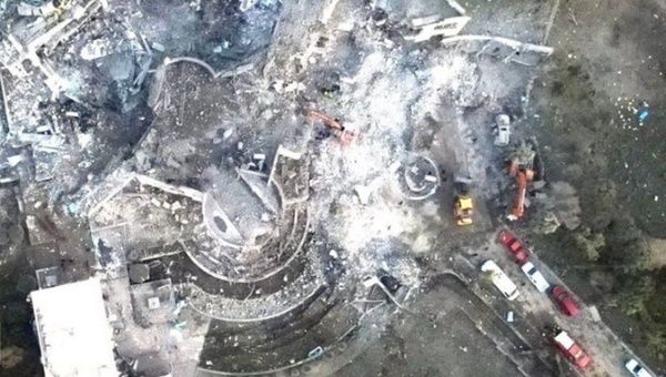 Aerial view of a Mossad base in Iraq destroyed by Iranian missiles, Jan. 2024.