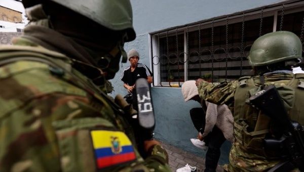 Ecuadorian soldiers in an operation against gangs linked to international drug trafficking, Jan. 2024.