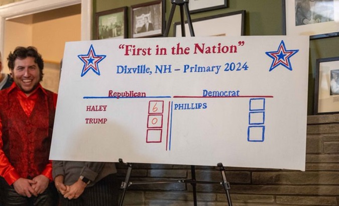 Counting of the first votes cast in Dixville Notch, N.H., U.S., Jan. 23, 2024.