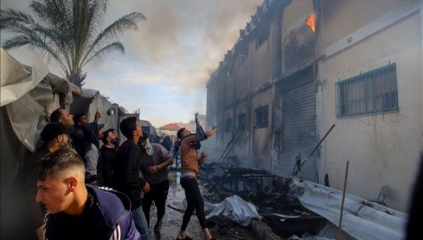 Israeli occupation forces attack an UNRWA training center in the southern Gaza Strip. Jan. 24, 2024. 