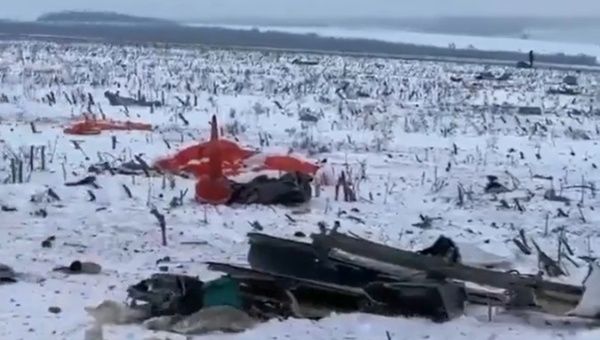 Some remains of the Il-76 military transport aircraft knocked down by Ukrainian missiles, Jan. 24, 2024.