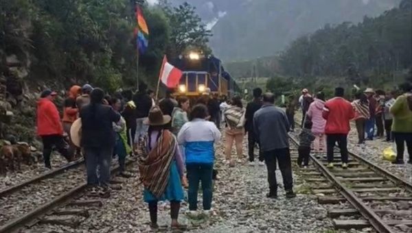 Peruvians block the train line to Machu Picchu, Jan. 25, 2024.