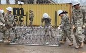National Guard members prepare fences to prevent the passage of migrants in Texas, Jan. 25, 2024.