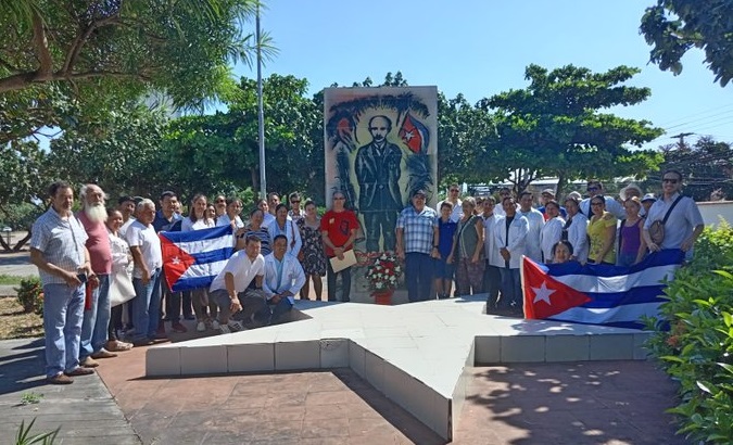 People at a solidarity rally with the Cuban people, Jan. 28, 2024.