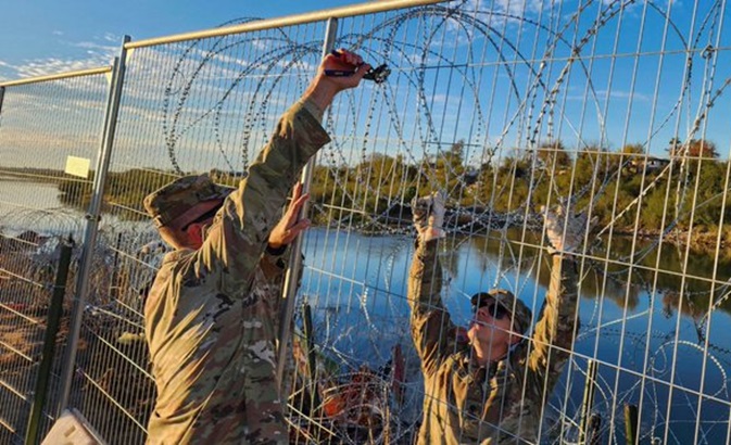 A barbed wire fence on the southern border of the U.S., Jan. 29, 2024.