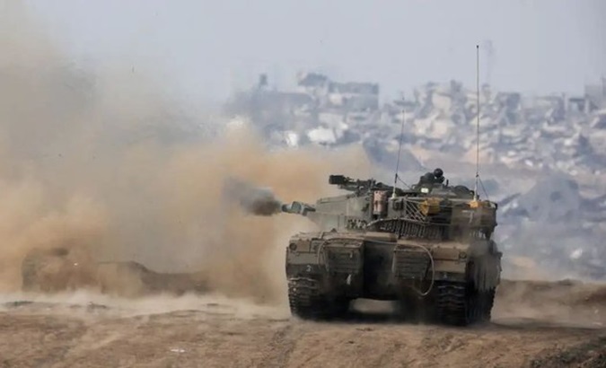 A tank of the Israeli occupation forces.