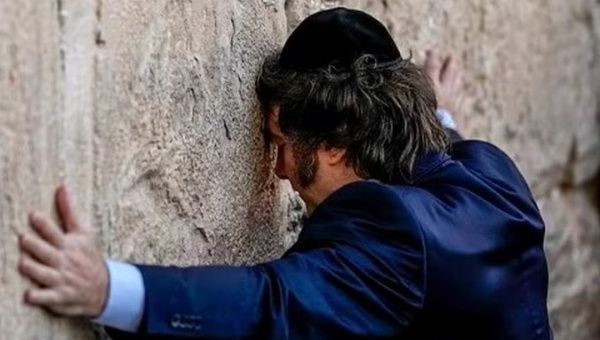 Argentina’s President Javier Milei at the Wailing Wall in Jerusalem, Feb. 6, 2024.