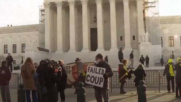 People protesting in front of the U.S. Supreme Court, Washington DC, Feb. 8, 2024. 