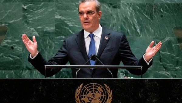 President Luis Abinader addresses the United Nations (UN) Security Council. Feb. 13, 2024. 