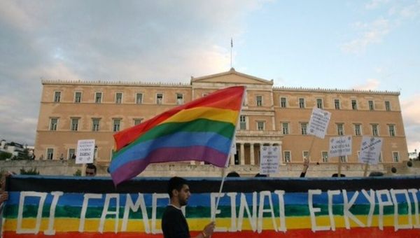 Rally in support of same-sex marriage in Athens, Greece, Jan. 2024.