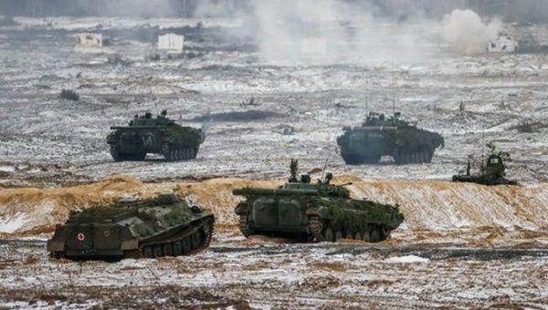 Military exercises with tanks. Feb. 22, 2024. 