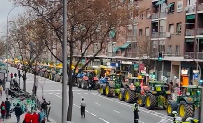Spanish farmers' protest in Madrid, Feb. 21, 2024.