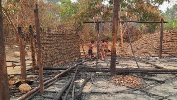 Dwelling of a Yanomami family affected by fires, Brazil, Feb. 22, 2024.