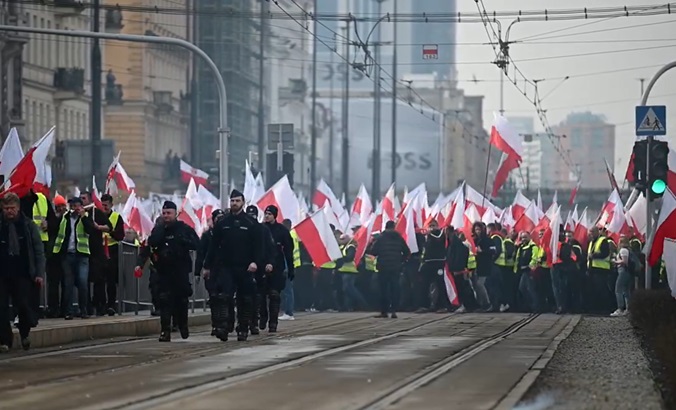 Polish farmers in the streets of Varsovia, Feb. 27, 2024.