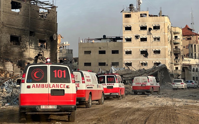Ambulances of the Palestine Red Crescent , Feb. 23, 2024