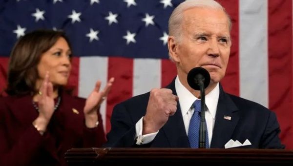 U.S. President Joe Biden (R), March 7, 2024.