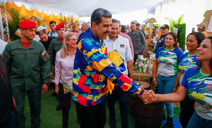 Venezuelan President Nicolas Maduro (C), March 12, 2024.