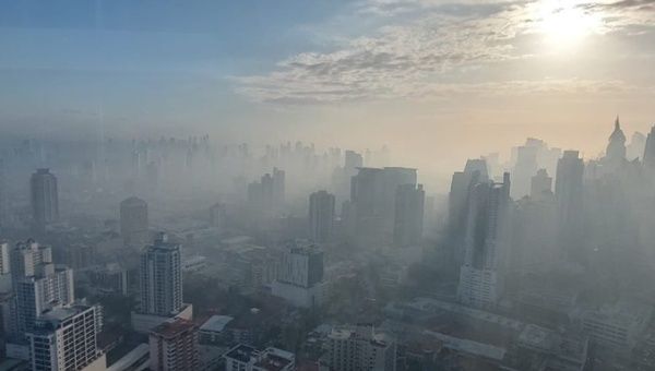 Panama City affected by the toxic cloud from the landfill fire, March 17, 2024.