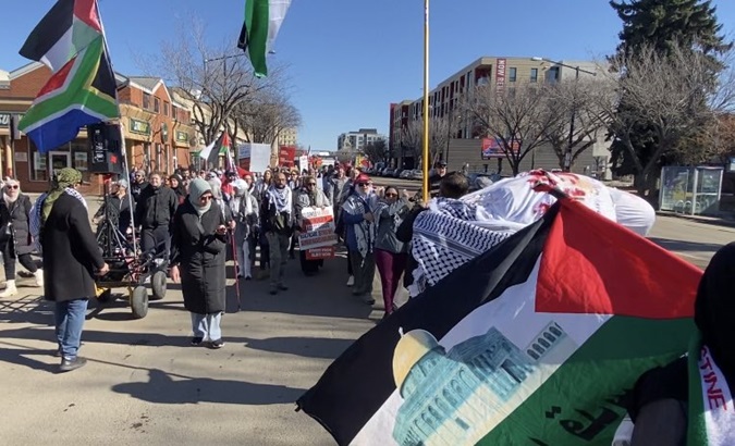 Canadians protesting against the genocide of Palestinians, March 17, 2024.