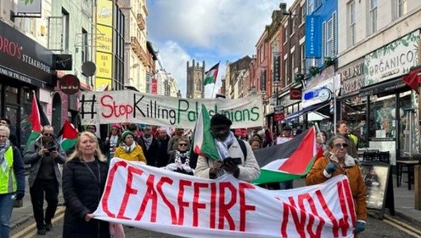 Liverpool protestors against the Israeli offensive in Gaza, UK, March 25, 2024.