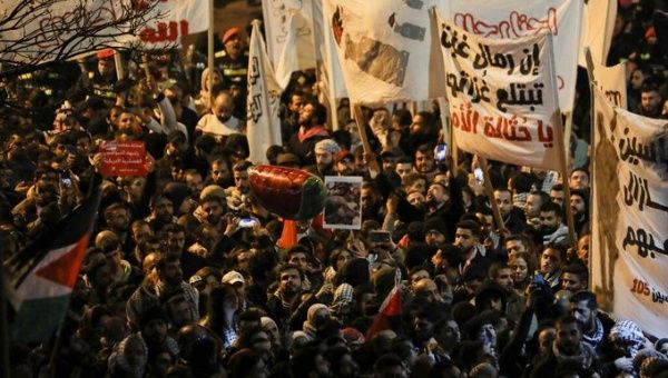Jordan citizens protest in front of the Israel Embassy in Amman, March 26, 2024
