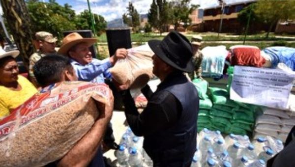 Delivery of aid to families affected by the Bolivian government, March 26, 2024