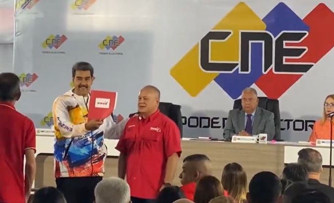 Venezuelan President Nicolas Maduro registers his candidacy, March 25, 2024.