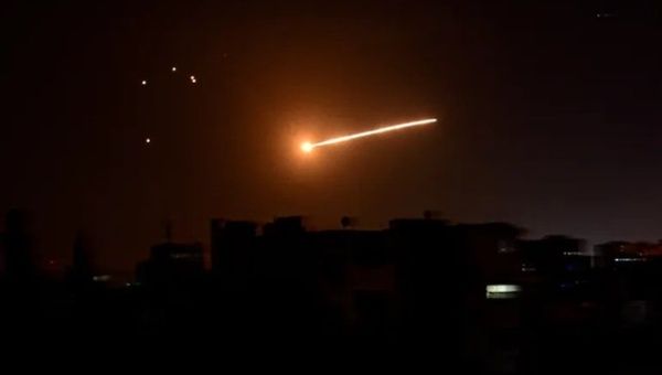 Israeli missile flying over Aleppo in Syria, March 29, 2024.