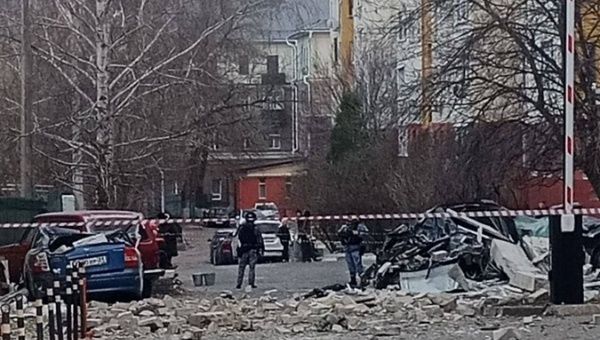 Effects of a Ukrainian bombing on Belgorod, March 24, 2024.