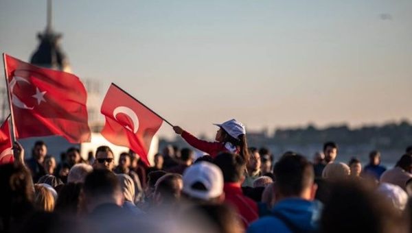 Citizens at a political meeting in Türkiye, March 2024.