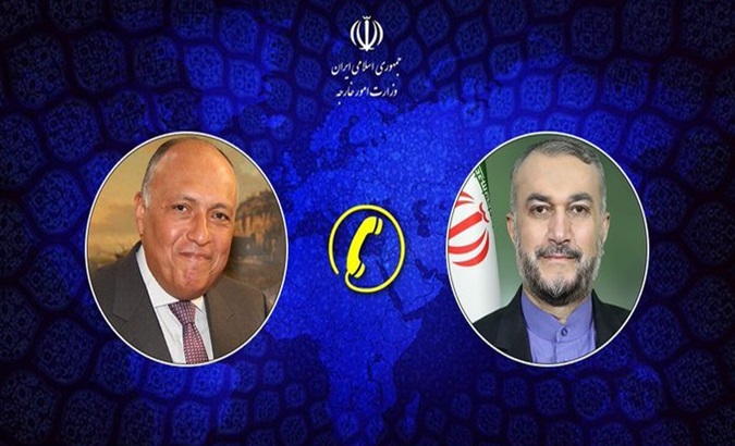 Iranian and Egyptian Foreign Ministers Hossein Amirabdollahian and Sameh Shoukry held a telephone conversation. Apr. 1, 2024.