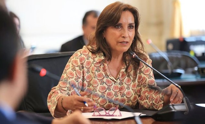 Peruvian President Dina Boluarte (R), 2024.