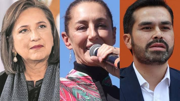 Xóchitl Gálvez, Claudia Sheinbaum, and Jorge Máynez are the candidates for the presidential running. Apr. 7, 2024.