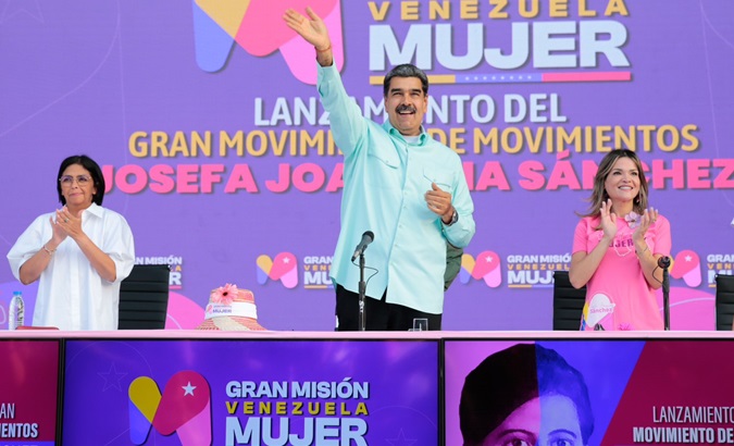 Venezuelan President Nicolas Maduro (C), April 11, 2024.