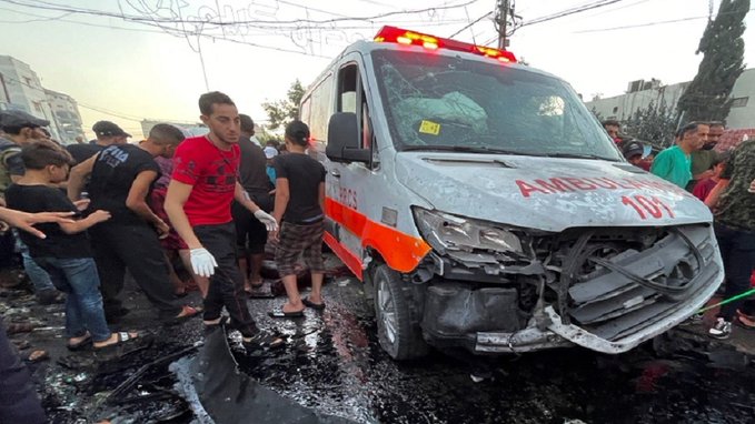 Ambulance of the Red Crescent attacked by Israeli Fire, April 12, 2024