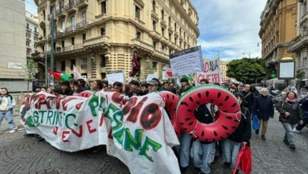 Pro-Palestine march in Naples, Italy, April 19, 2024.