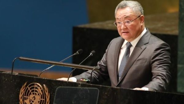 Chinese Ambassador Fu Cong at the UN headquarters, NYC, U.S., May 1, 2024.