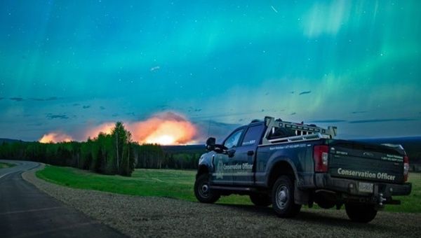 WIldfires in the vicinity of Fort Nelson, Canada, May 2024.