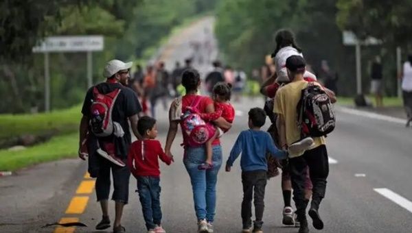 Migrants heading towards the U.S.-Mexico border.