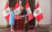 Peruvian President, Dina Boluarte (R), naming the new Minister of Interior (L), May 16, 2024
