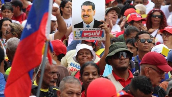March in support of President Maduro in La Victoria, Aragua state in north-central Venezuela.