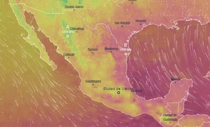 Representation of temperatures in Mexico, May 22, 2024.